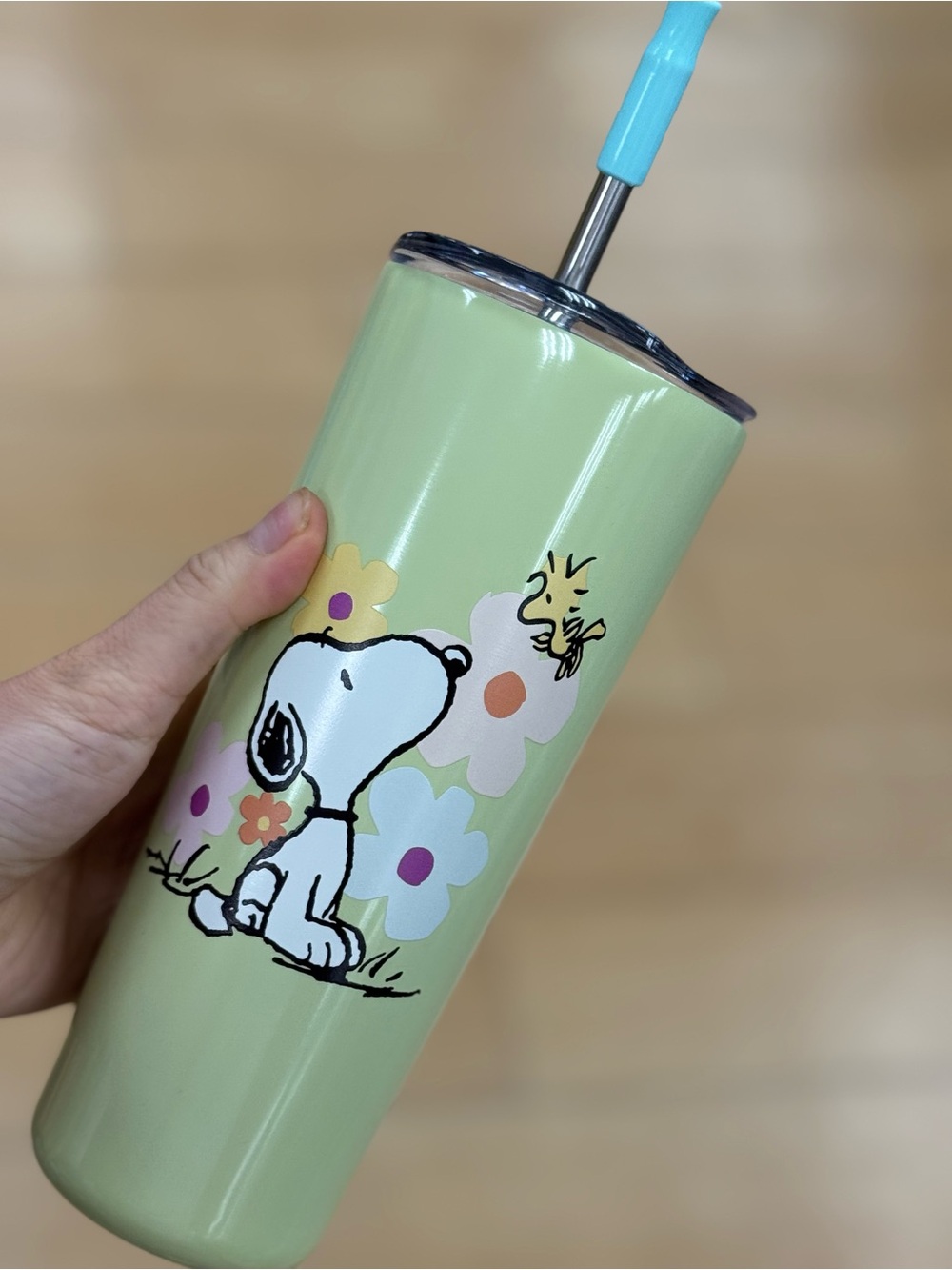 Snoopy Floral Stainless Tumbler - Mint Green